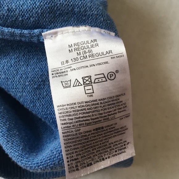 GapKids V Neck Cotton Blend Sweater Blue Medium/8 - Picture 4 of 4